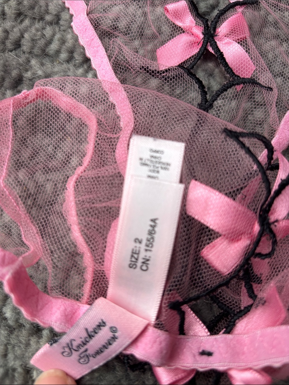 Sheer Pink Lace Bra & Panty Set with Decorative Bows - Picture 8 of 10